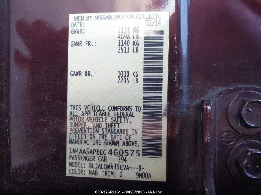 2014 NISSAN MAXIMA 3.5 - 1N4AA5AP6EC460575
