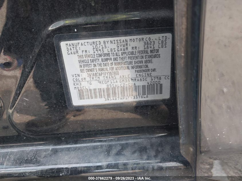 2015 NISSAN SENTRA S - 3N1AB7AP1FY357868