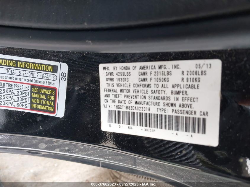 2013 HONDA ACCORD EX-L - 1HGCT1B82DA023018