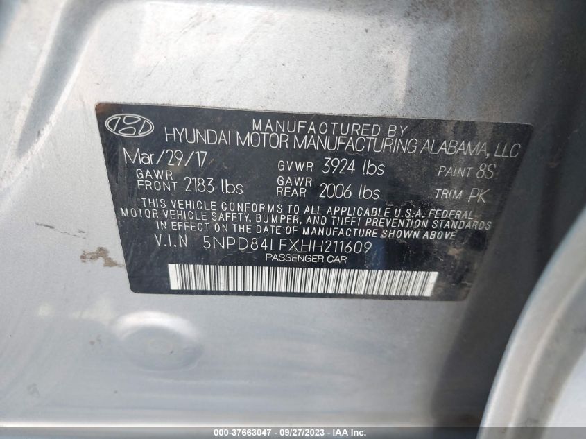 2017 HYUNDAI ELANTRA SE - 5NPD84LFXHH211609