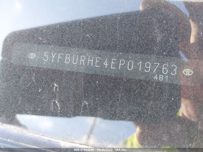 2014 TOYOTA COROLLA L/LE/S/S PLUS/LE PLUS - 5YFBURHE4EP019763