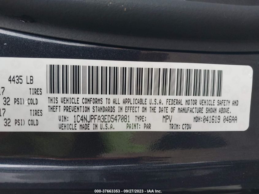 2014 JEEP PATRIOT LATITUDE - 1C4NJPFA3ED547081