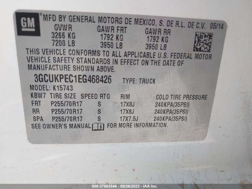 2014 CHEVROLET SILVERADO 1500 WORK TRUCK - 3GCUKPEC1EG468426