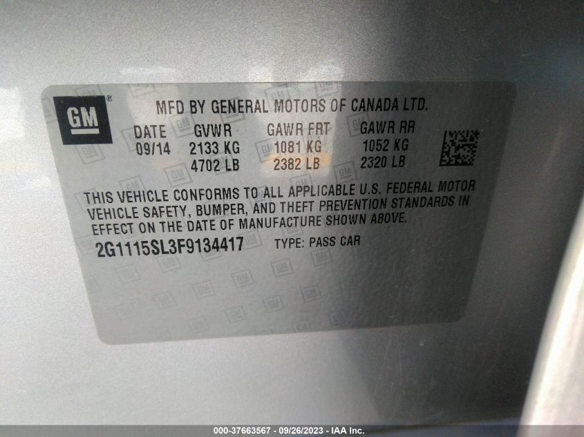 2015 CHEVROLET IMPALA LT - 2G1115SL3F9134417