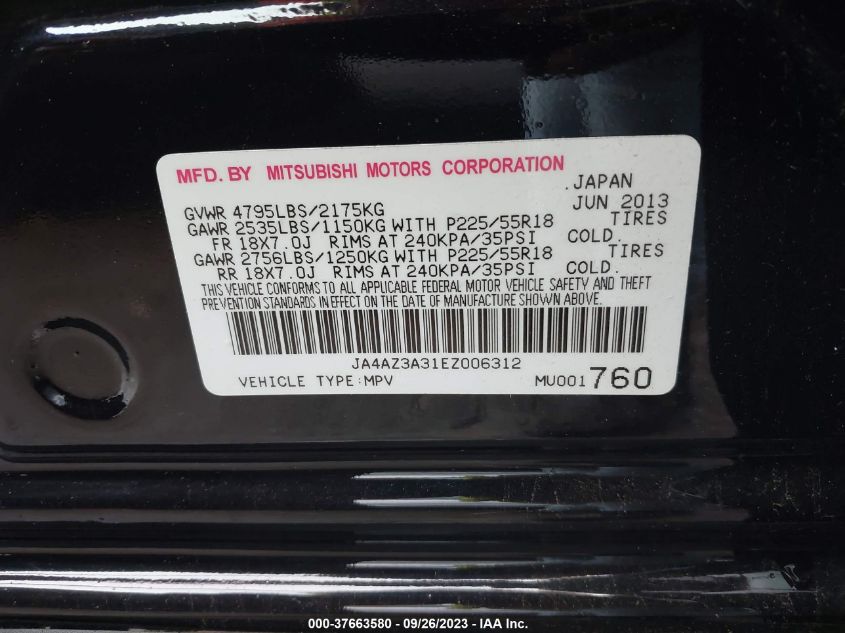 2014 MITSUBISHI OUTLANDER SE - JA4AZ3A31EZ006312