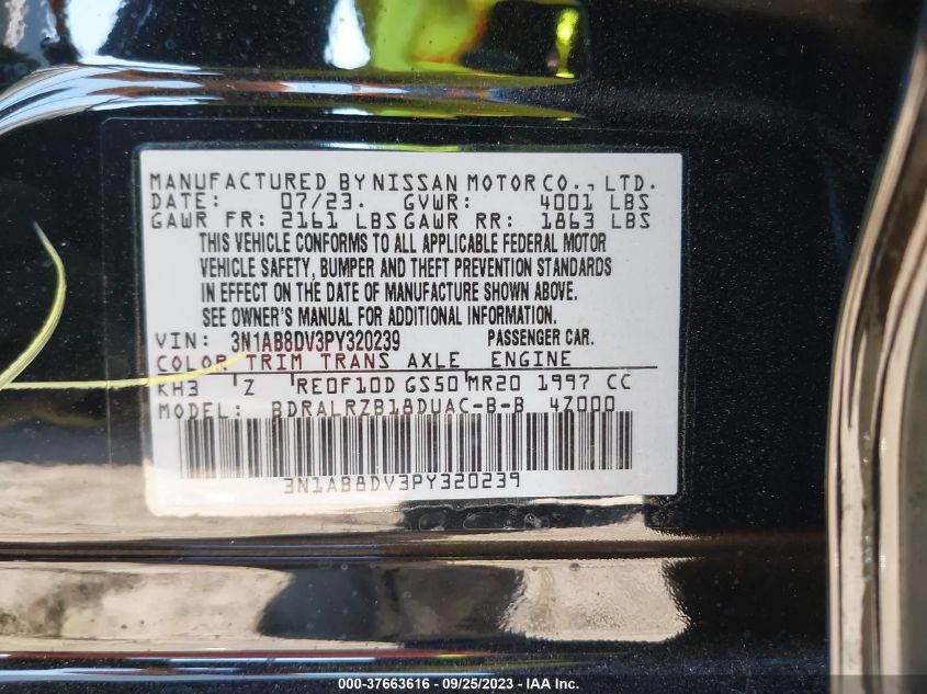 2023 NISSAN SENTRA SR - 3N1AB8DV3PY320239