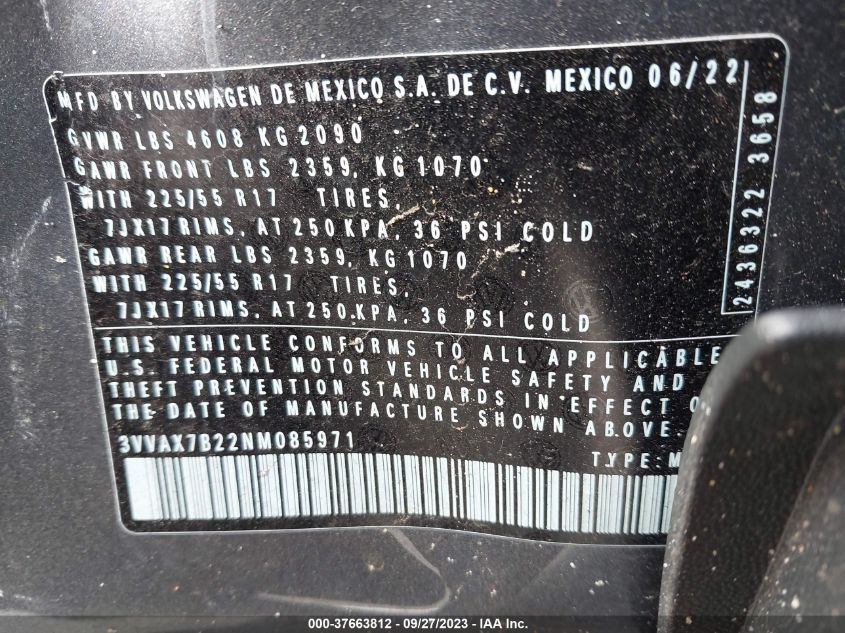 2022 VOLKSWAGEN TAOS S - 3VVAX7B22NM085971