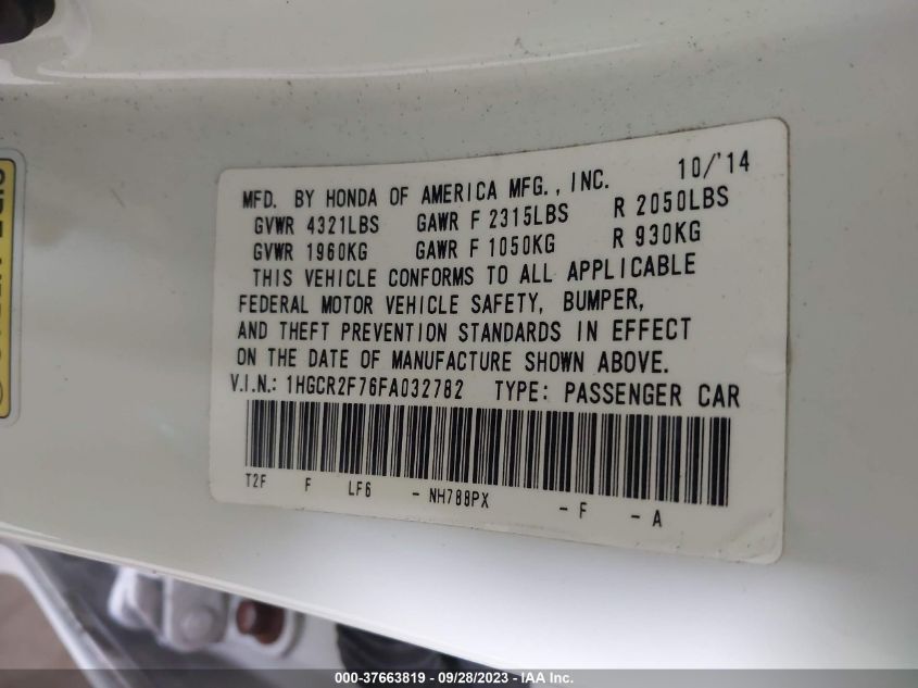 2015 HONDA ACCORD SEDAN EX - 1HGCR2F76FA032782