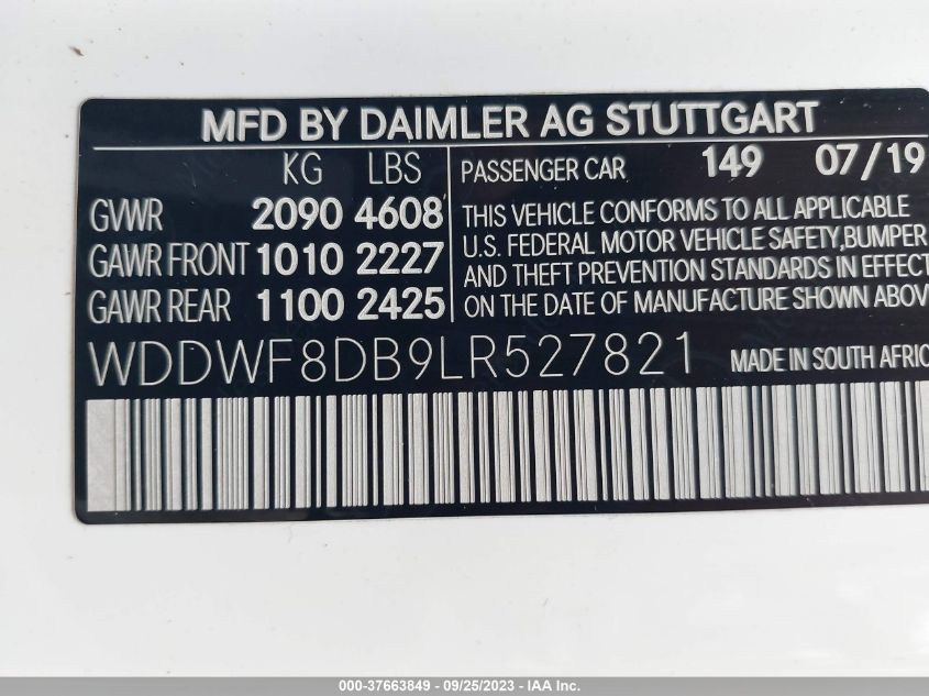 WDDWF8DB9LR527821 Mercedes-Benz C-Class C 300 9