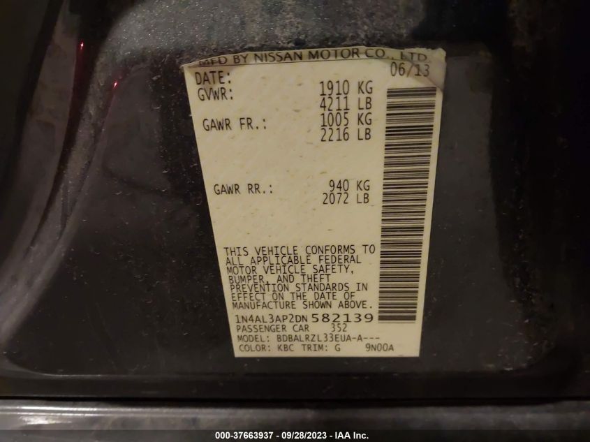 2013 NISSAN ALTIMA 2.5 S - 1N4AL3AP2DN582139
