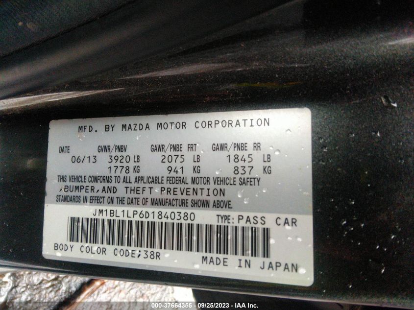 2013 MAZDA MAZDA3 I TOURING - JM1BL1LP6D1840380