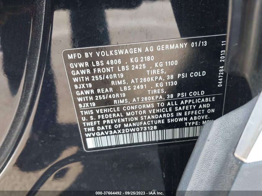 2013 VOLKSWAGEN TIGUAN SEL - WVGAV3AX2DW073128