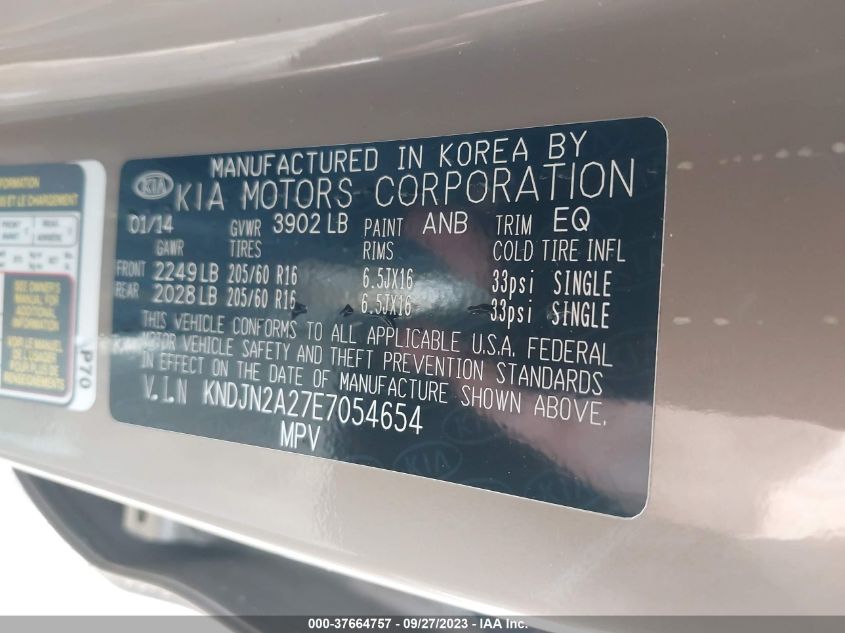 2014 KIA SOUL BASE - KNDJN2A27E7054654