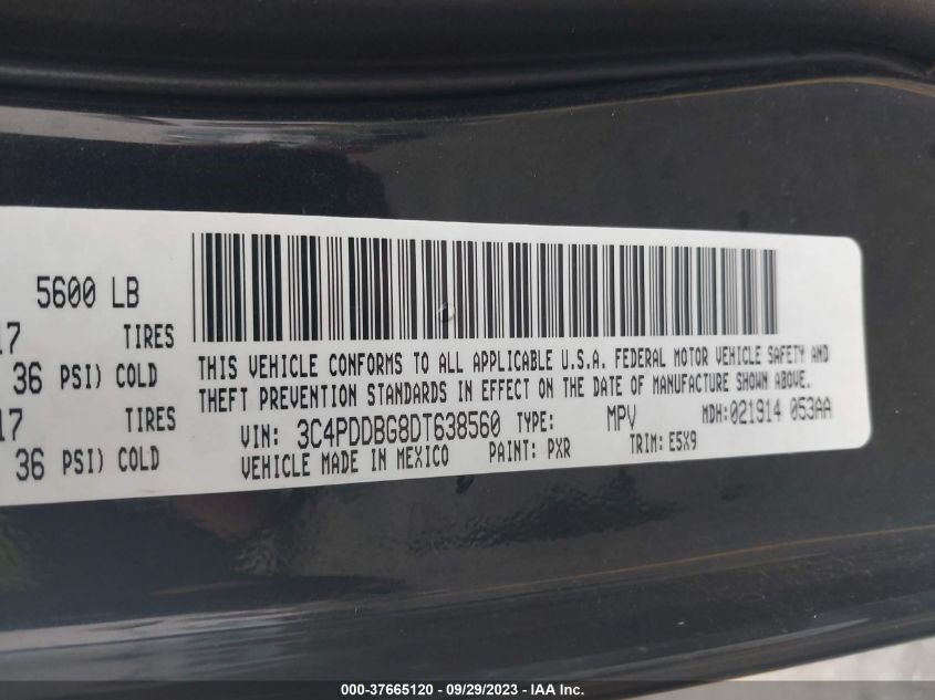 2013 DODGE JOURNEY SXT - 3C4PDDBG8DT638560