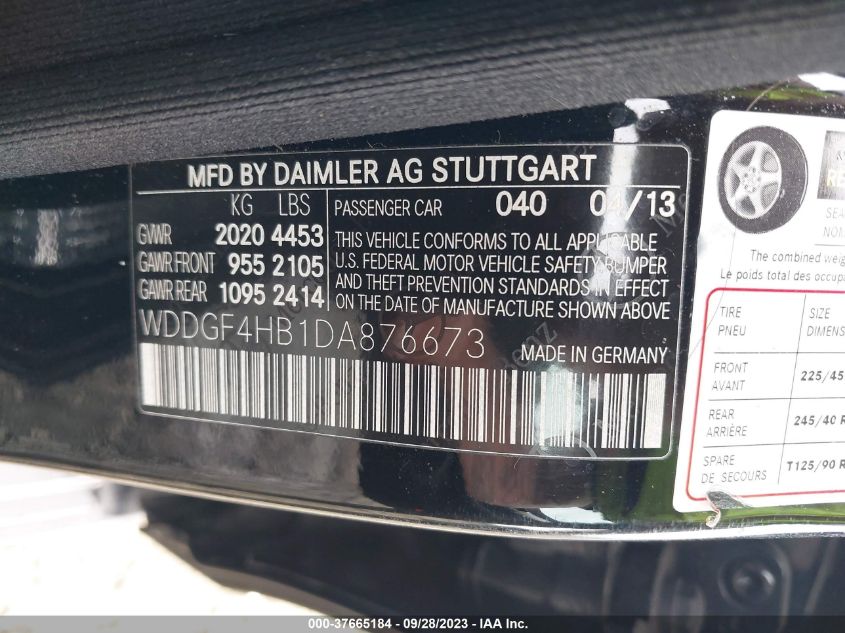 2013 MERCEDES-BENZ C 250 SPORT/LUXURY WDDGF4HB1DA876673