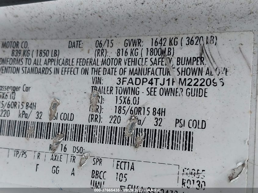 2015 FORD FIESTA S - 3FADP4TJ1FM222096