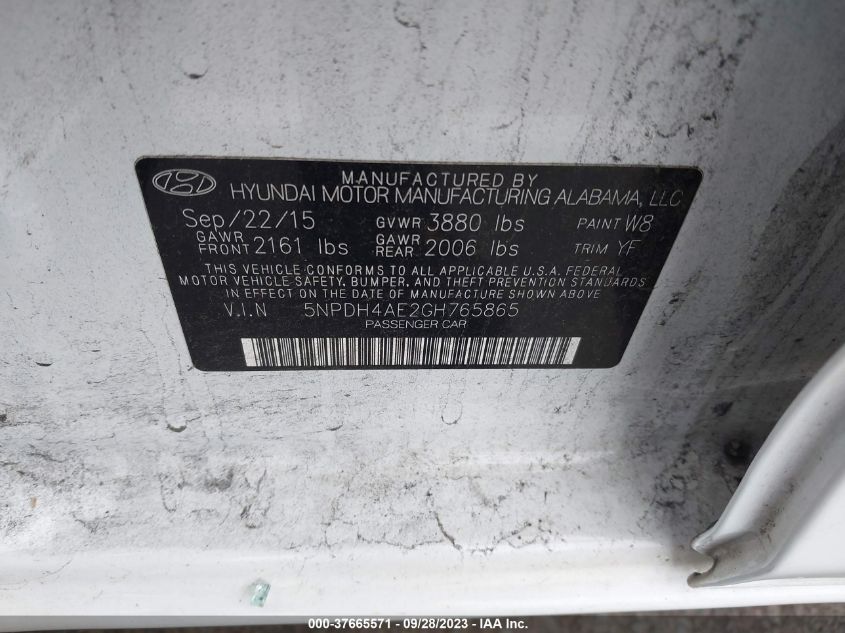 2016 HYUNDAI ELANTRA SE - 5NPDH4AE2GH765865