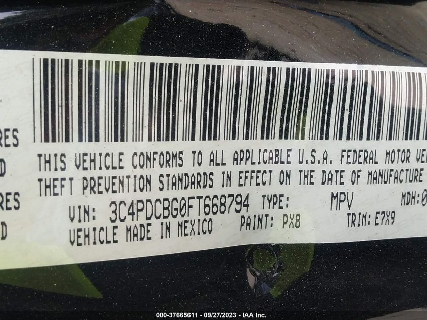 2015 DODGE JOURNEY SXT - 3C4PDCBG0FT668794