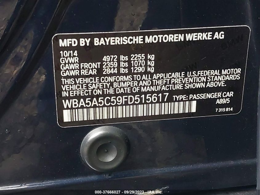 2015 BMW 5 SERIES 528I - WBA5A5C59FD515617