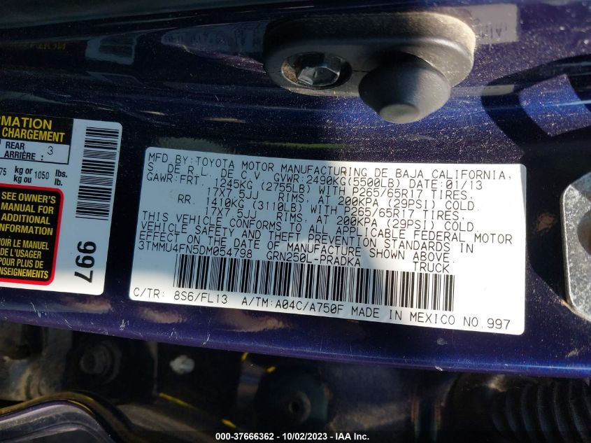 2013 TOYOTA TACOMA - 3TMMU4FN5DM054798