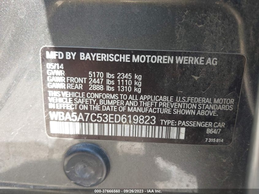 2014 BMW 528I XDRIVE WBA5A7C53ED619823