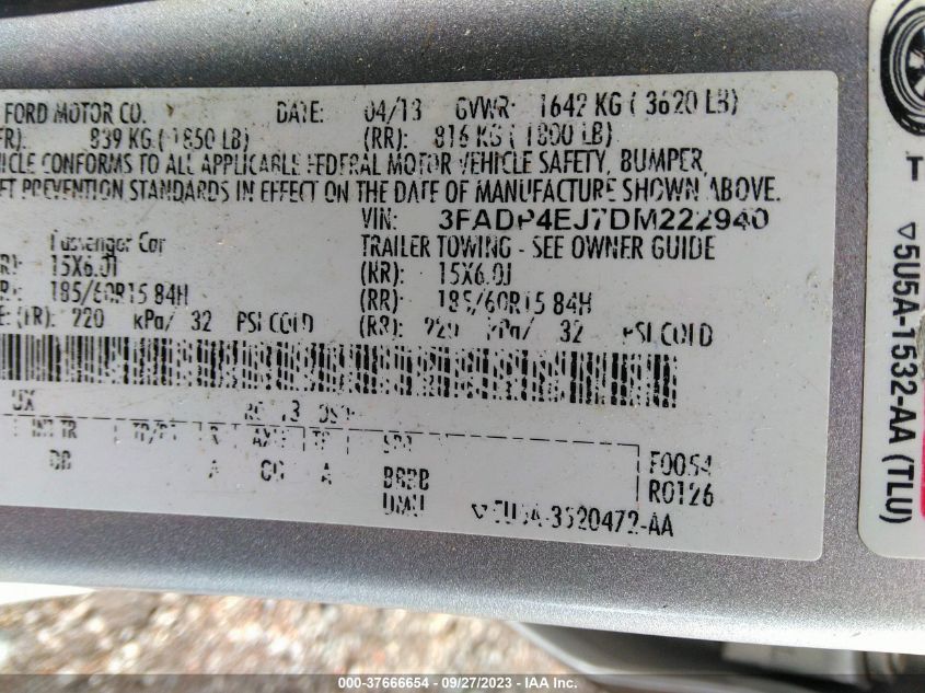 2013 FORD FIESTA SE - 3FADP4EJSDM222940
