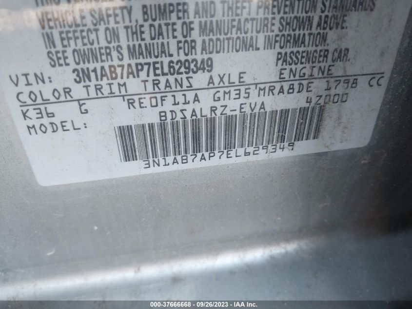 2014 NISSAN SENTRA SR - 3N1AB7AP7EL629349