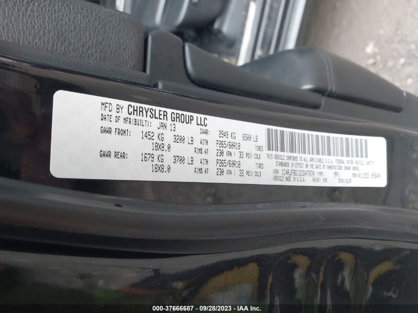 2013 JEEP GRAND CHEROKEE LIMITED - 1C4RJFBG1DC647870
