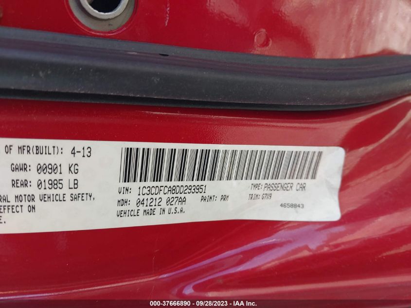 2013 DODGE DART LIMITED - 1C3CDFCA8DD293951