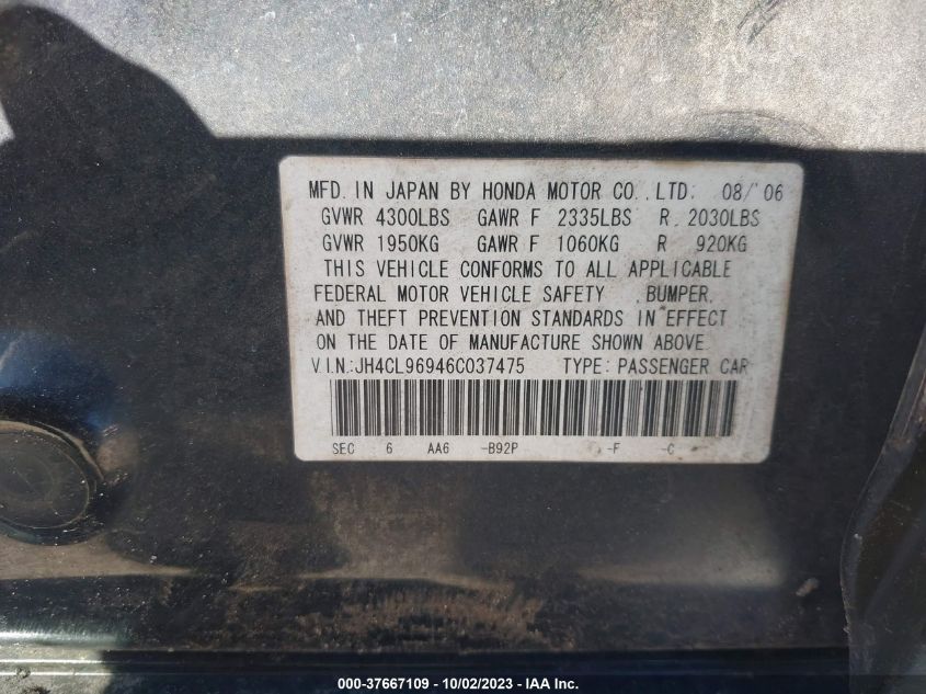 JH4CL96946C037475 | 2006 ACURA TSX