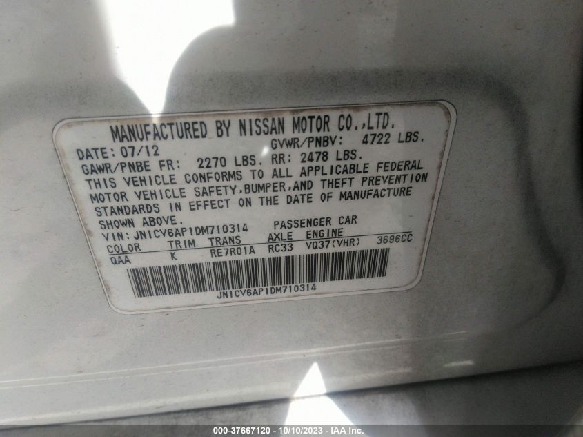 2013 INFINITI G37 SEDAN JOURNEY - JN1CV6AP1DM710314