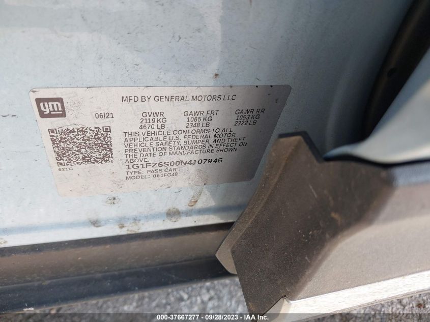 2022 CHEVROLET BOLT EUV PREMIER 1G1FZ6S00N4107946