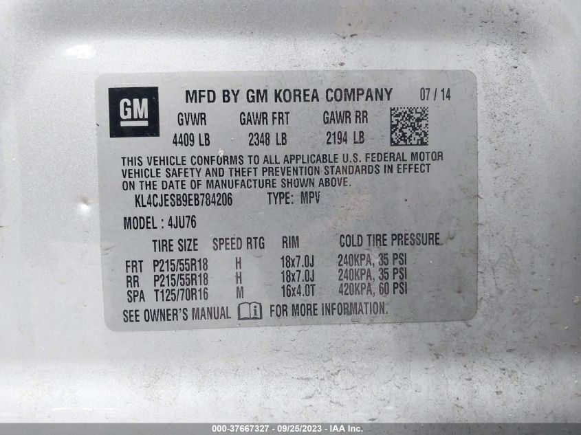 2014 BUICK ENCORE - KL4CJESB9EB784206