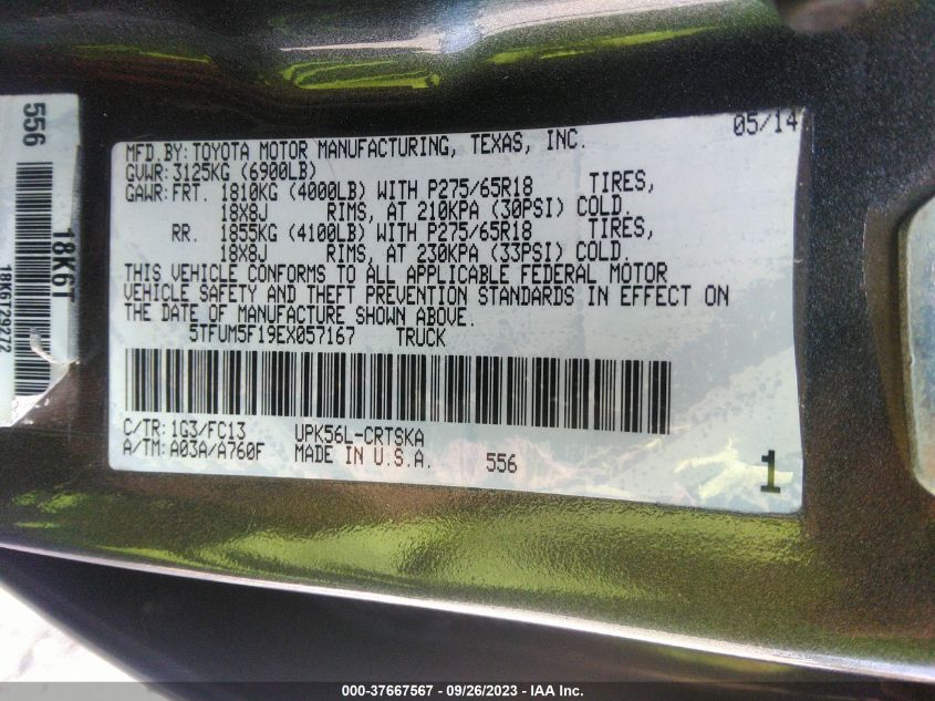 2014 TOYOTA TUNDRA 4WD TRUCK SR/SR5 5TFUM5F19EX057167