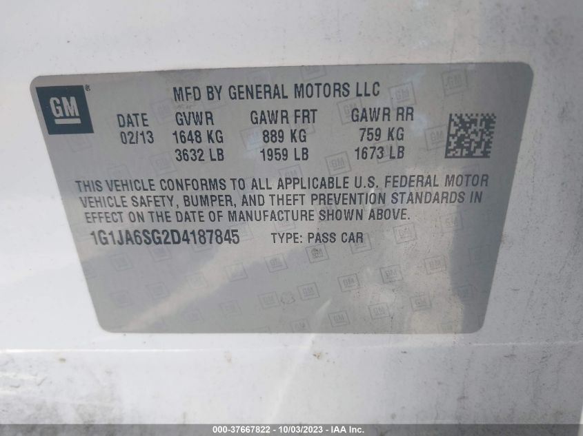 2013 CHEVROLET SONIC LS - 1G1JA6SG2D4187845