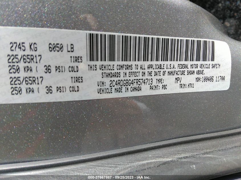 2015 DODGE GRAND CARAVAN SE - 2C4RDGBG4FR574713