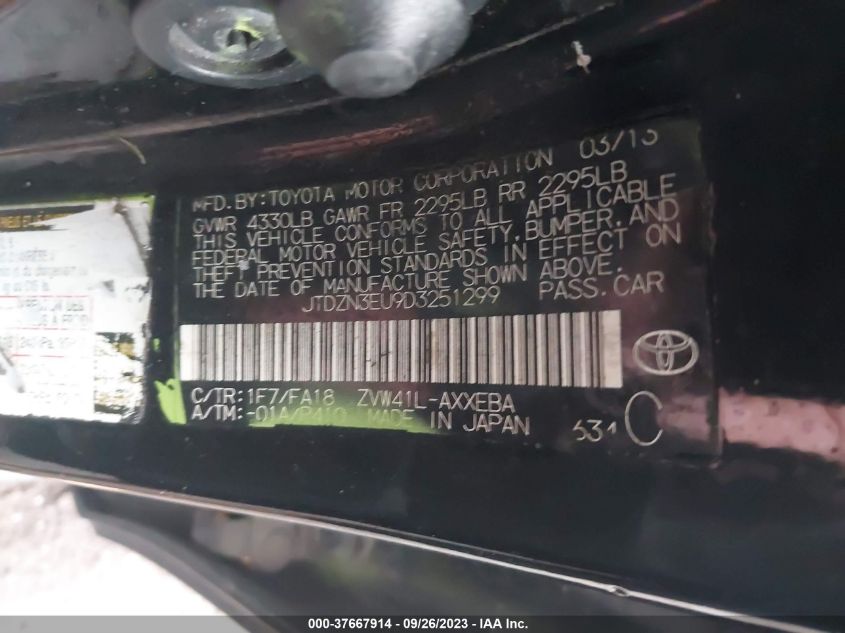 2013 TOYOTA PRIUS V TWO/THREE/FIVE - JTDZN3EU9D3251299