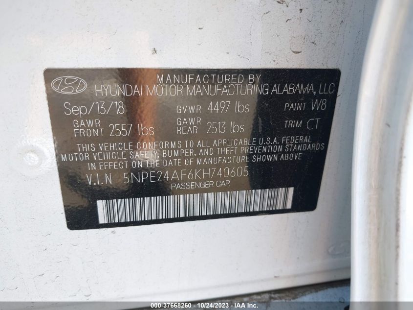 2019 HYUNDAI SONATA SE - 5NPE24AF6KH740605
