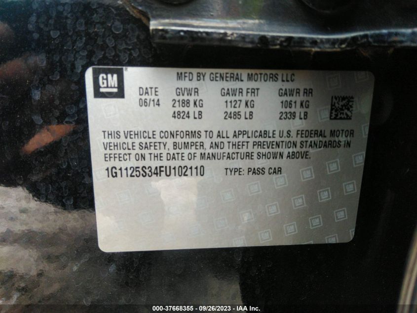 2015 CHEVROLET IMPALA LT - 1G1125S34FU102110