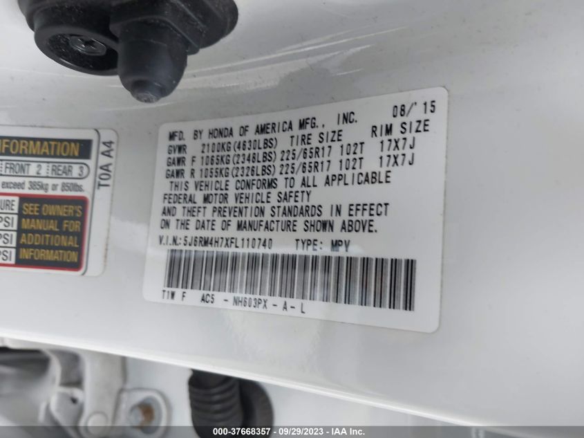 2015 HONDA CR-V EX-L - 5J6RM4H7XFL110740