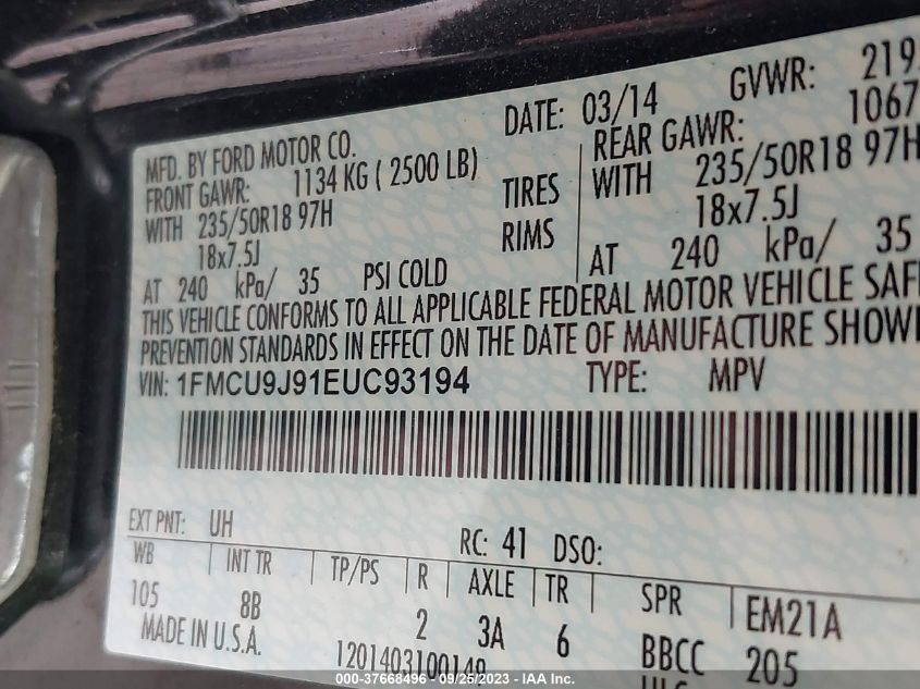 2014 FORD ESCAPE TITANIUM - 1FMCU9J91EUC93194