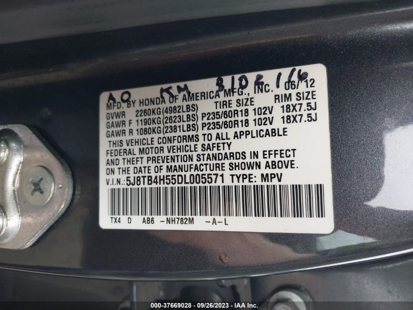 2013 ACURA RDX TECH PKG - 5J8TB4H55DL005571
