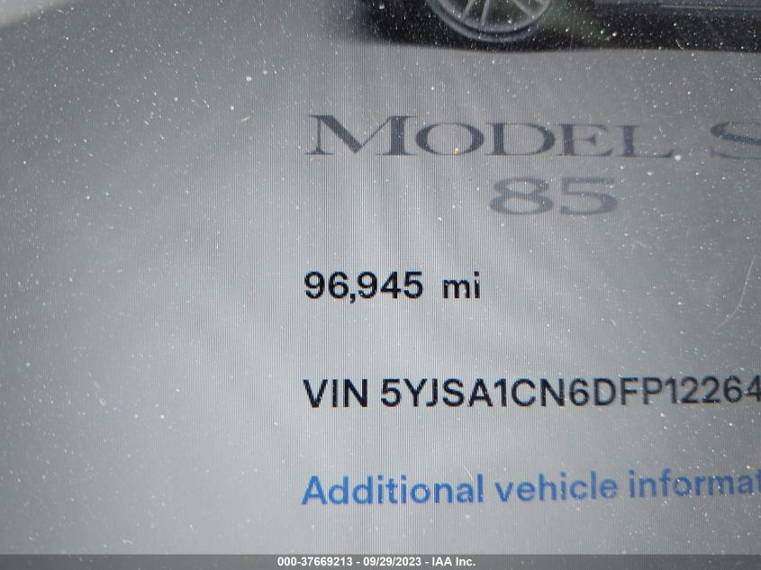 2013 TESLA MODEL S - 5YJSA1CN6DFP12264