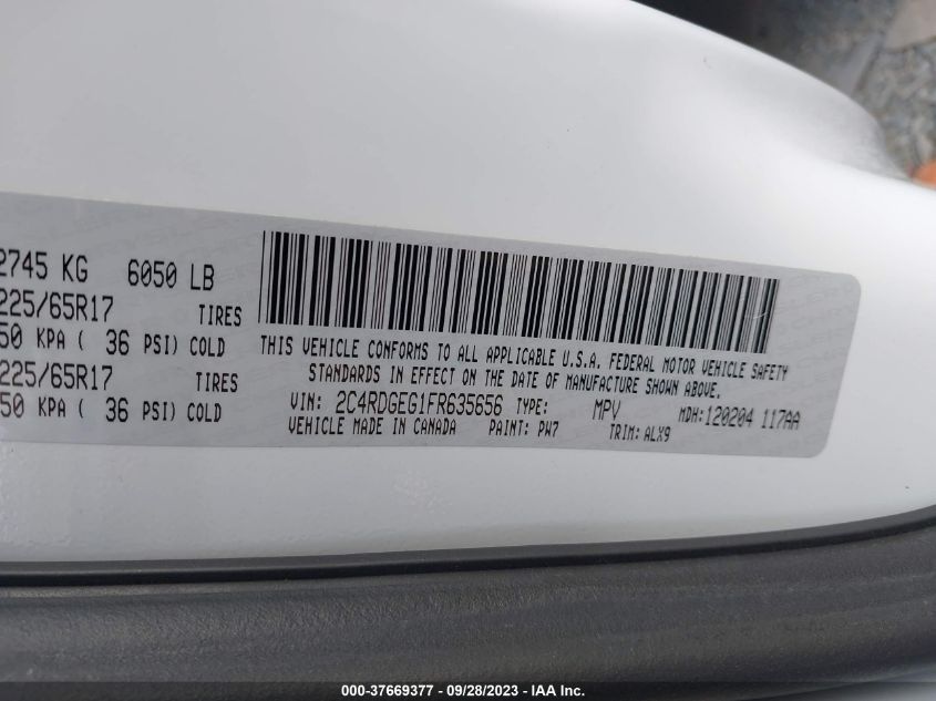 2015 DODGE GRAND CARAVAN R/T - 2C4RDGEG1FR635656