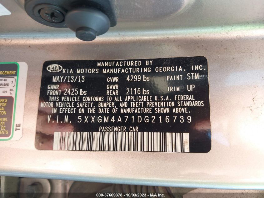 2013 KIA OPTIMA LX - 5XXGM4A71DG216739