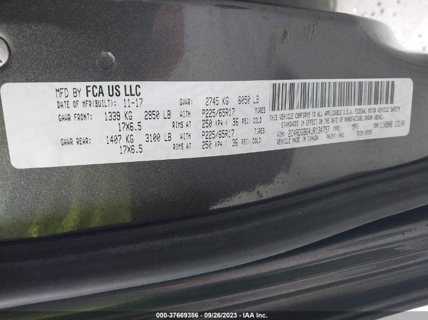 2018 DODGE GRAND CARAVAN SE PLUS - 2C4RDGBG4JR134757