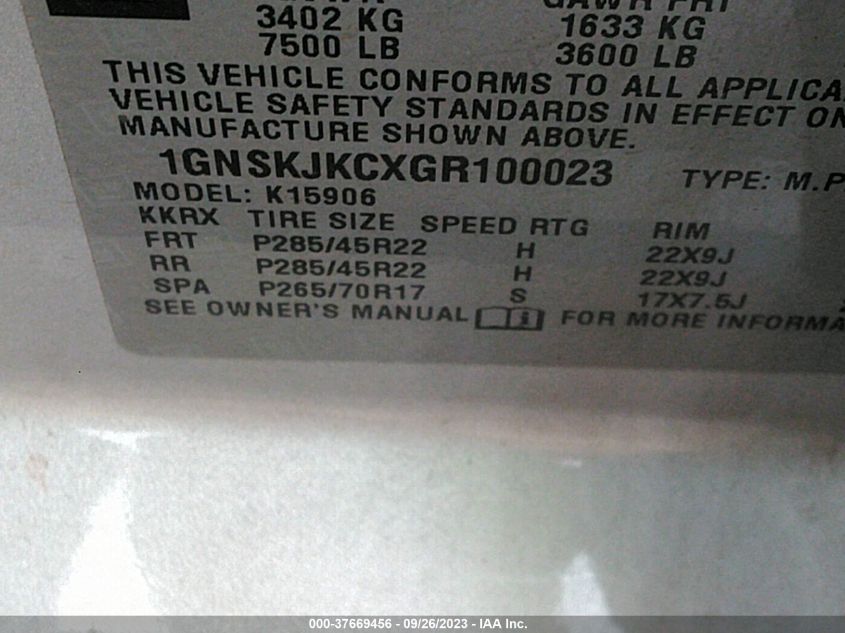2016 CHEVROLET SUBURBAN LTZ - 1GNSKJKCXGR100023