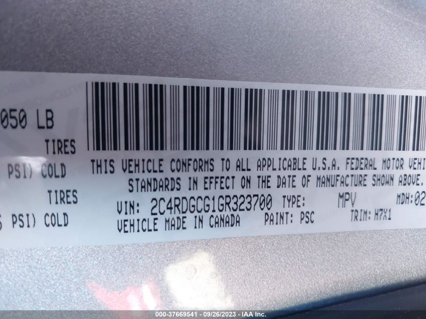 2016 DODGE GRAND CARAVAN SXT - 2C4RDGCG1GR323700
