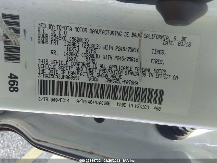 2018 TOYOTA TACOMA SR5/TRD SPORT - 3TMAZ5CN3JM060691