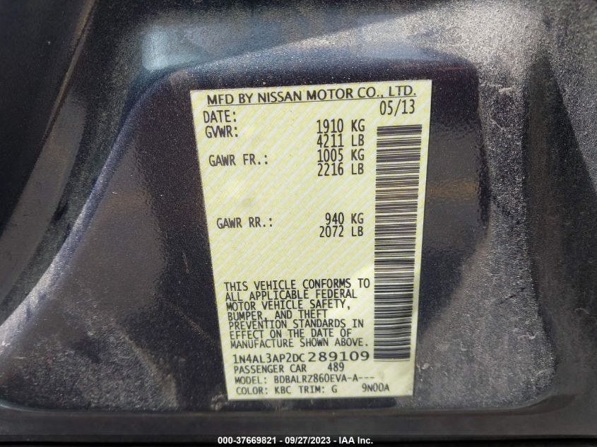 2013 NISSAN ALTIMA 2.5 S - 1N4AL3AP2DC289109